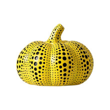 (B) Polka Dot Pumpkin Decoration Yellow Resin Pumpkin Sculpture Ornaments