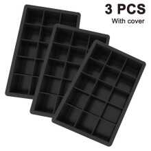 3 pcs Ice Cube Trays, 15-Cavity Silicone Ice Cube Molds - BPA Free