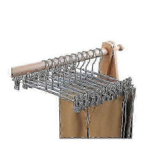 (grey) 10 Pcs Skirt Hangers Pants Hanger With Clips Metal Pant Hangers