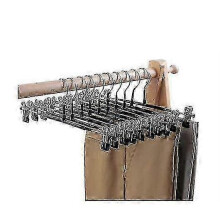 (black) 10 Pcs Skirt Hangers Pants Hanger With Clips Metal Pant Hangers