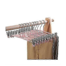 (pink) 10 Pcs Skirt Hangers Pants Hanger With Clips Metal Pant Hangers