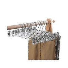 (white) 10 Pcs Skirt Hangers Pants Hanger With Clips Metal Pant Hangers