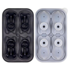 (Black) (Black) Bulldog Ice Cube Tray Bulldog Shaped Ice Cube Mold Silicone Ice Cube Tray
