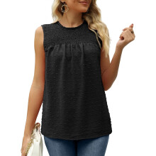 Damen-Tanktop mit Rüschenkragen, Chiffonbluse mit Schweizer Punktmuster