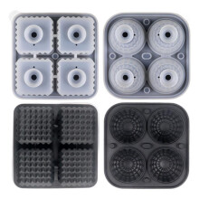 Silicone Ice Ball Trays Set Square Round Ice Cubes Molds-Black