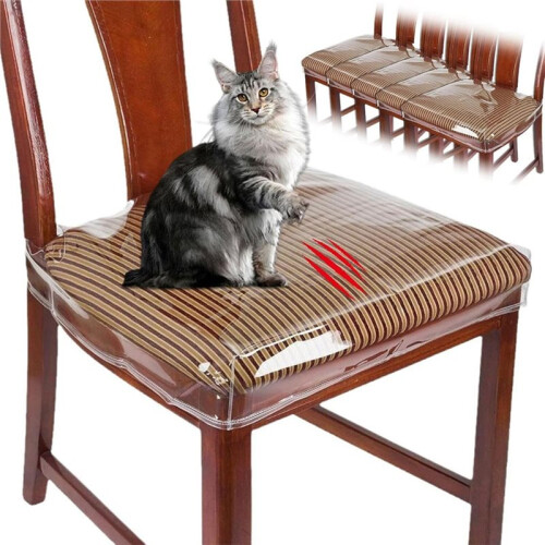 6 Pcs Plastic Chair Covers, Plastic  Covers for Dining Chairs,  Protectors, Waterproof, Clear Cushion Protector 1