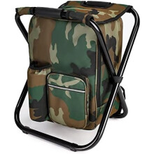 Banqueta de camping camuflada com bolsa térmica 3 em 1