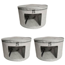 3X Hat Box Organizer Round Travel Hat Boxes Foldable Hat Storage Bag with Dustproof Lid Large Hat Storage Box A