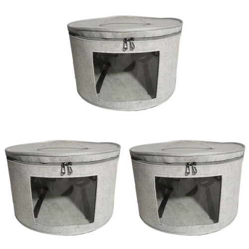 3X Hat Box Organizer Round Travel Hat Boxes Foldable Hat Storage Bag with Dustproof Lid Large Hat Storage Box A