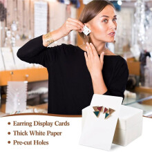 Wooden Earring Display Stand,7 Slot Jewelry Holder with Earring Cards for Vendors & Retail Shows