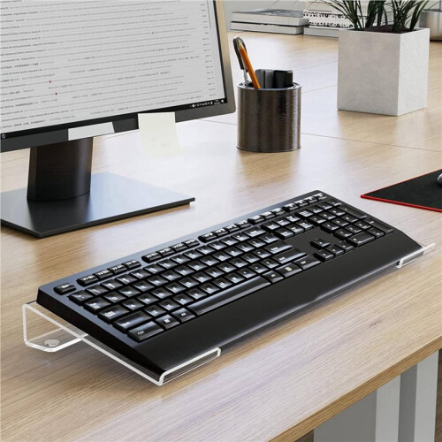 2X Support de Clavier D'Ordinateur Support de Clavier en Acrylique pour Bureau, Support de Clavier Transparent pour Bureau, Maison, École