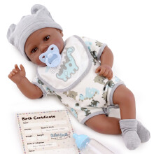 (Ethnic Open Eyes Boy) BiBi Doll Reborn Baby Doll Realistic 17" Realistic Newborn with Dummy, Bottle & Birth Certificate