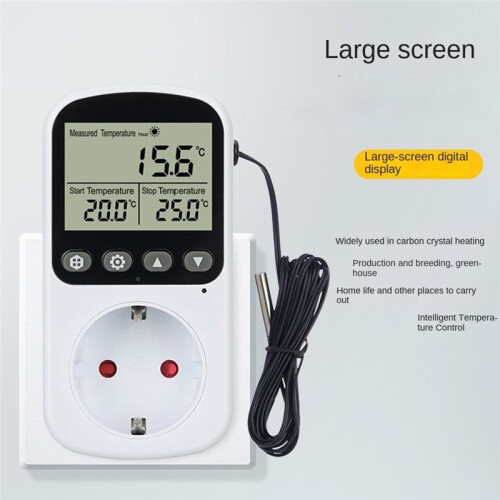 Temperature Controller Socket Digital Thermostat with Timer Sensor Probe Outlet Heating Cooling  16A EU Plug 1