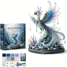 (Phoenix) Mythical Ocean Beading Starter Kit, 3D Beading Animal Making Guide Included, 8 Unique Marine Life Designs with Glass
