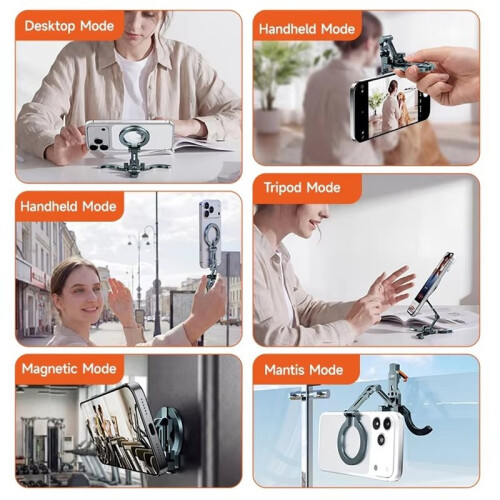 Double-Sided for  Phone Stand Tripod 360 Adjustable Portable Foldable 1/4" Mount for  17-13 Gray 1
