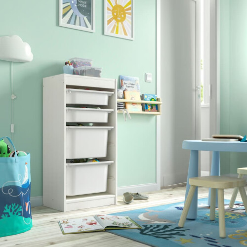 IKEA TROFAST Storage Unit with 4 Boxes 46x30x94cm