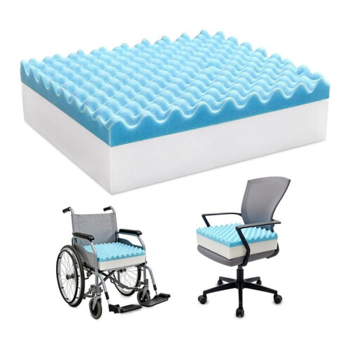 Egg Foam Crate Pad with High-Density Base for Long Sitting, Double Layer Design Disperse Pressure & Breathable Support 1