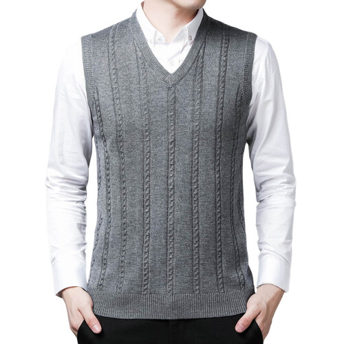 Men's V-Neck Sweater Vest Solid Color Relaxed Fit