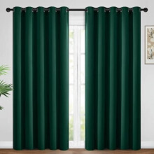 Blackout Curtains Dark Green Thermal Insulated 62x84 in 2