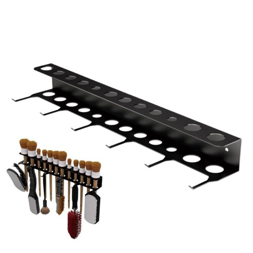 Car Detailing Brush Holder Wall Mount with Hooks for Garage Tool Organization 2