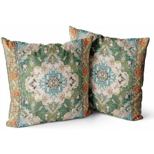 Boho-Kissenbezüge, Grün, 61 x 61 cm, 2er-Set, Baumwolle