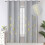 Light Grey Blackout Curtains with Gold Palm Tree Pattern, 1