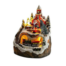Houses Sets Rotating Train Display Figurines LED Light Up Musical Christmas Holiday Decoration San JP