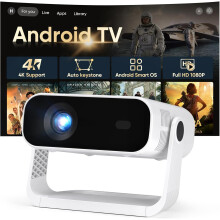 2026 New Smart Projector Built-in Apps, Android 14, Native 1080P 4K Supported WiFi 6 Bluetooth 5.2, 300 ANSI Lumens