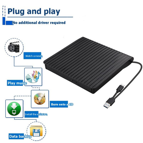 USB3.0 External Optical Drive Type-C for  Desktop Computers Portable CD/DVD Burners Laptops 2