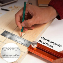 Adjustable Woodworking Level and Marking Ruler, Metric and Imperial Scales, Equipped with A Spirit Level