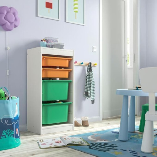 IKEA TROFAST Storage Unit with 4 Boxes 46x30x94cm