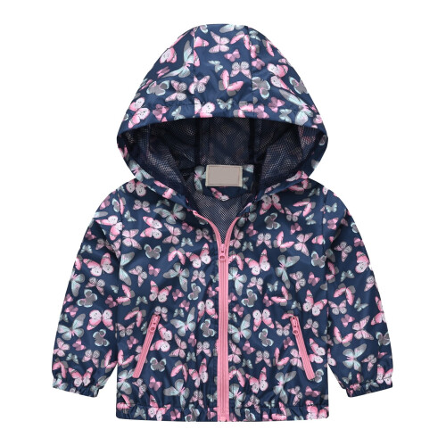 Jaqueta infantil com capuz e estampa de protetor solar para primavera e outono.