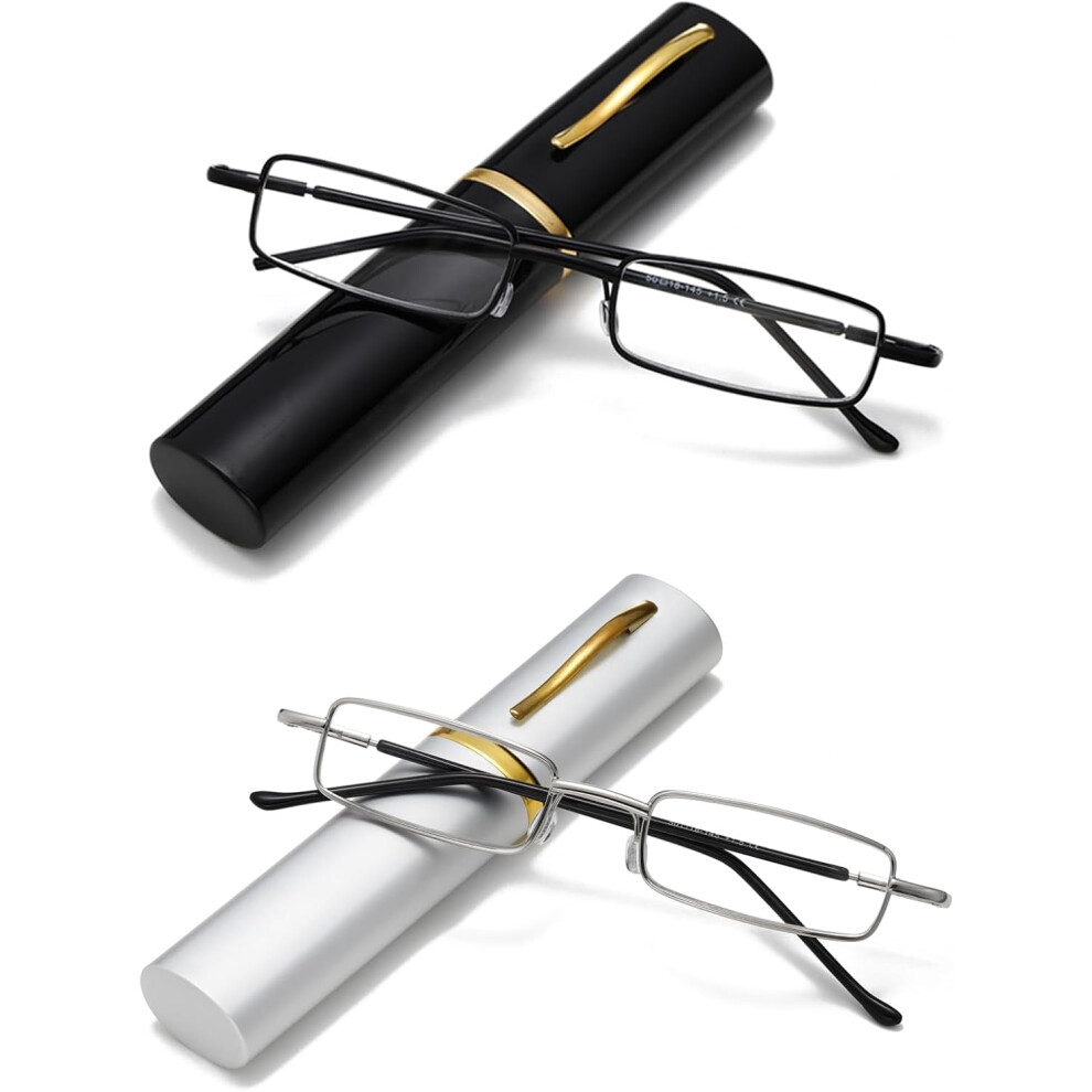 Slim Mini Metal Reading Glasses 2.0 Diopter Black