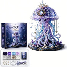 (Jellyfish) Mythical Ocean Beading Starter Kit, 3D Beading Animal Making Guide Included, 8 Unique Marine Life Designs with Glass