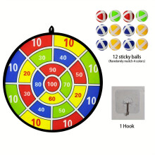 (12Balls (1 Hook)) Sticky Ball Dart Board Set, 12 Sticky Balls And 6 Dart Boards, Indoor And Outdoor Toys, Parent Interactive Birthday Gift Party