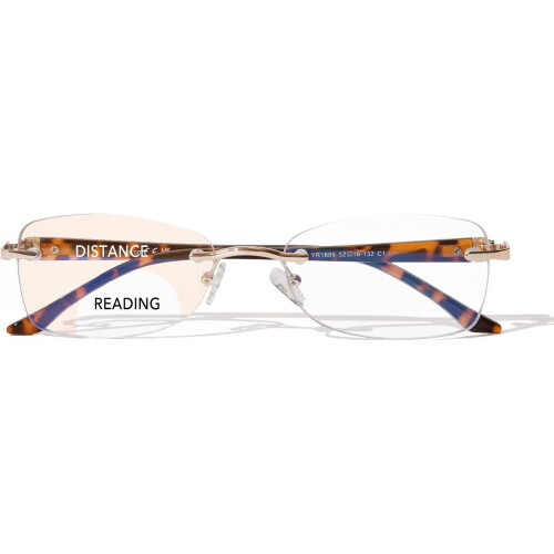 Frameless bifocal reading glasses for women with blue light