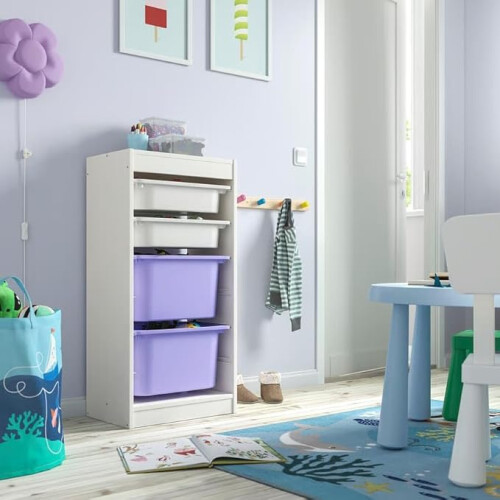IKEA TROFAST Storage Unit with 4 Boxes 46x30x94cm