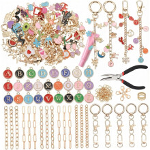 Kit per creare portachiavi con ciondoli e lucidalabbra (263 pezzi)
