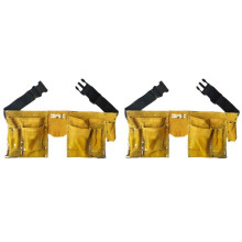 2X Portable Toolkit Waist Pouch Belt Leather Tool Quick Release Buckle Carpenter Construction Tools Storage Bag