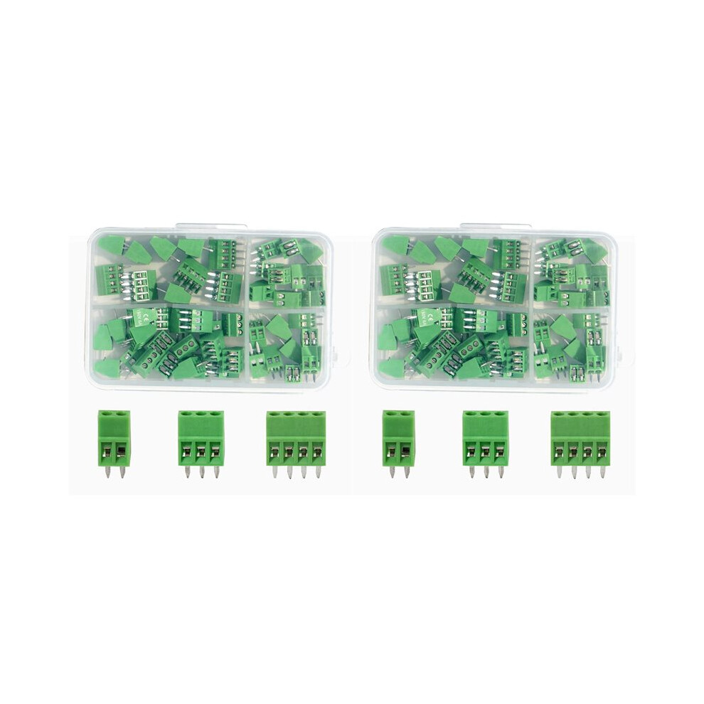 100Pcs 2.54Mm 0.1 Inch Pitch Pcb Mount Screw Terminal Block Connector, 2P 3P 4P Terminals 150V 6A 6032341290004