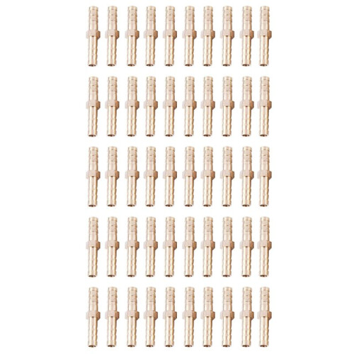 50 Pieces Brass 6 mm Straight for Hose Quick Coupling, Golden