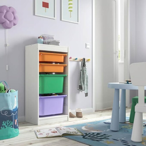 IKEA TROFAST Storage Unit with 4 Boxes 46x30x94cm