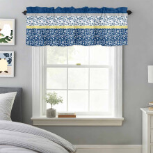 Dark Blue Rod Pocket Valance 42x18 in Farmhouse Stripe