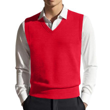 Men's V-neck sweater vest solid color relaxed fit