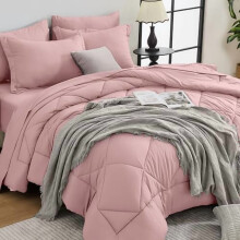 Dusty Pink Cali-King Comforter Set 7-Piece