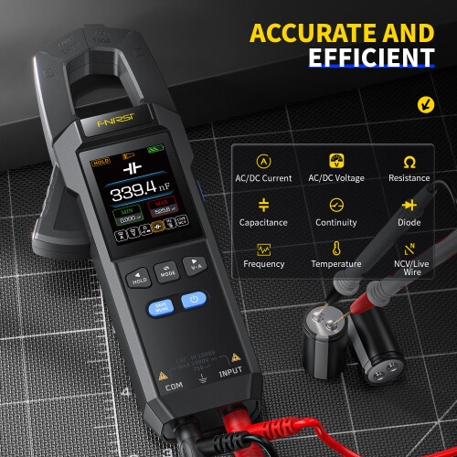 FNIRSI DMC-100 Clamp Meter, Automatic Multimeter with Temperature Probe 1