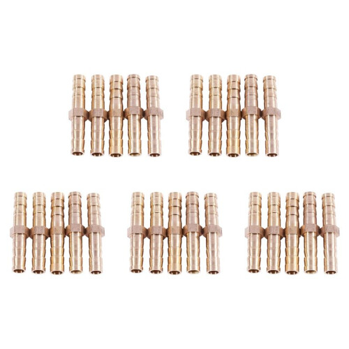 25 Pcs Gold Tone Brass Straight Hose Connector Joiner