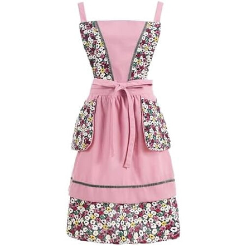 Women's Vintage Kitchen Apron with Pockets