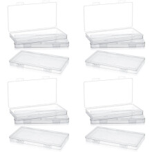 12Pack Plastic Clear Storage Containers Box,Small Rectangle Empty Organizer Case with Hinged Lid