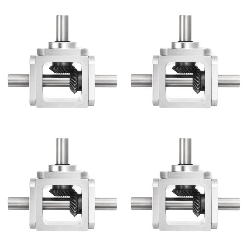 4X 90Degree Bevel 1:1 Forward Double Output Shaft 1 Module 20 Teeth Bevel Gear Aluminum Frame Simple DIY Module 1